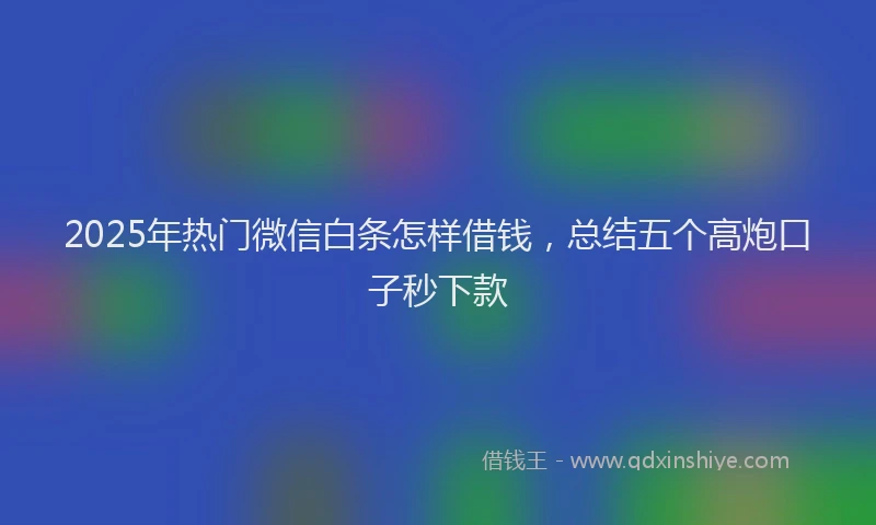 2025年热门微信白条怎样借钱，总结五个高炮口子秒下款