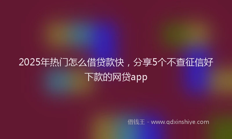 2025年热门怎么借贷款快，分享5个不查征信好下款的网贷app