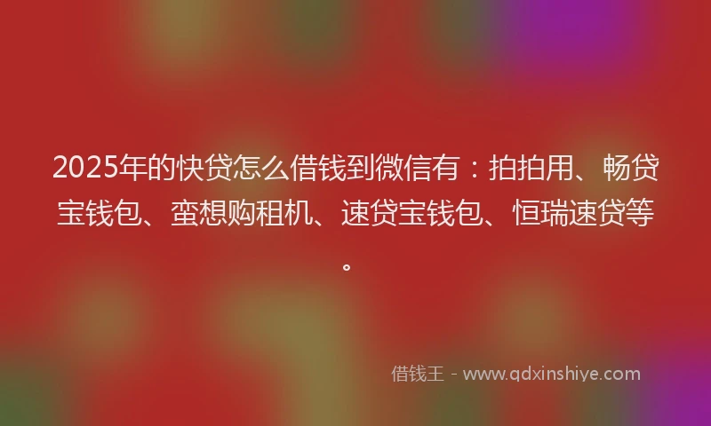 2025年的快贷怎么借钱到微信有：拍拍用、畅贷宝钱包、蛮想购租机、速贷宝钱包、恒瑞速贷等。