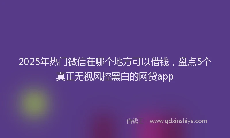 2025年热门微信在哪个地方可以借钱，盘点5个真正无视风控黑白的网贷app