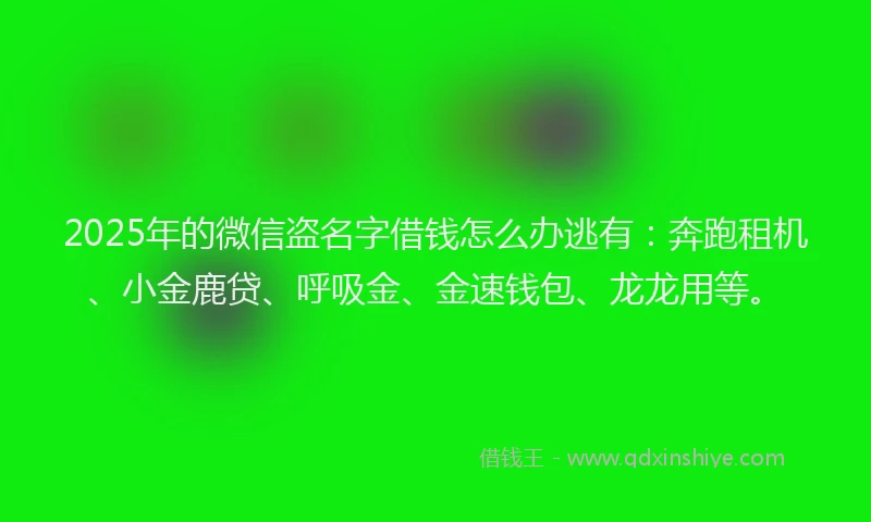 2025年的微信盗名字借钱怎么办逃有：奔跑租机、小金鹿贷、呼吸金、金速钱包、龙龙用等。