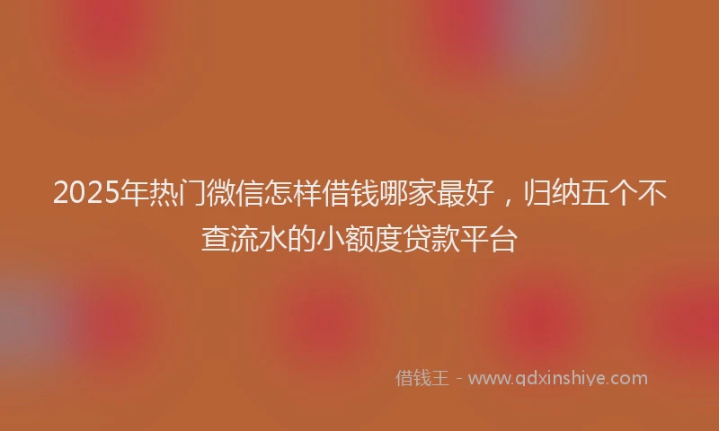 2025年热门微信怎样借钱哪家最好，归纳五个不查流水的小额度贷款平台
