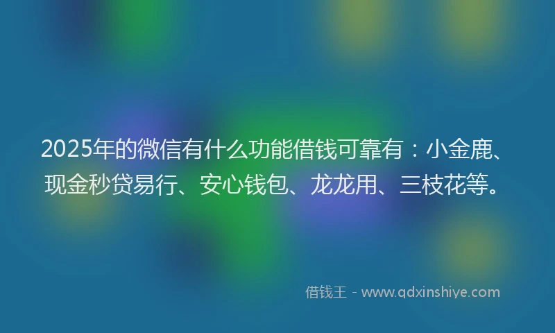 2025年的微信有什么功能借钱可靠有：小金鹿、现金秒贷易行、安心钱包、龙龙用、三枝花等。