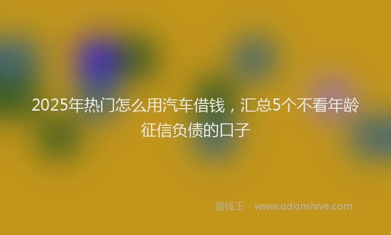 2025年热门怎么用汽车借钱，汇总5个不看年龄征信负债的口子
