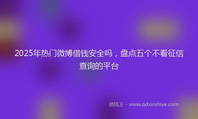2025年热门微博借钱安全吗，盘点五个不看征信查询的平台