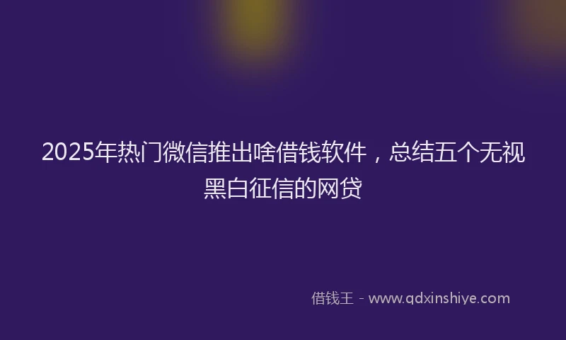 2025年热门微信推出啥借钱软件,总结五个无视黑白征信的网贷