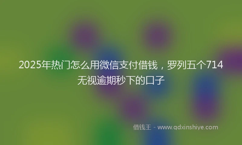 2025年热门怎么用微信支付借钱，罗列五个714无视逾期秒下的口子