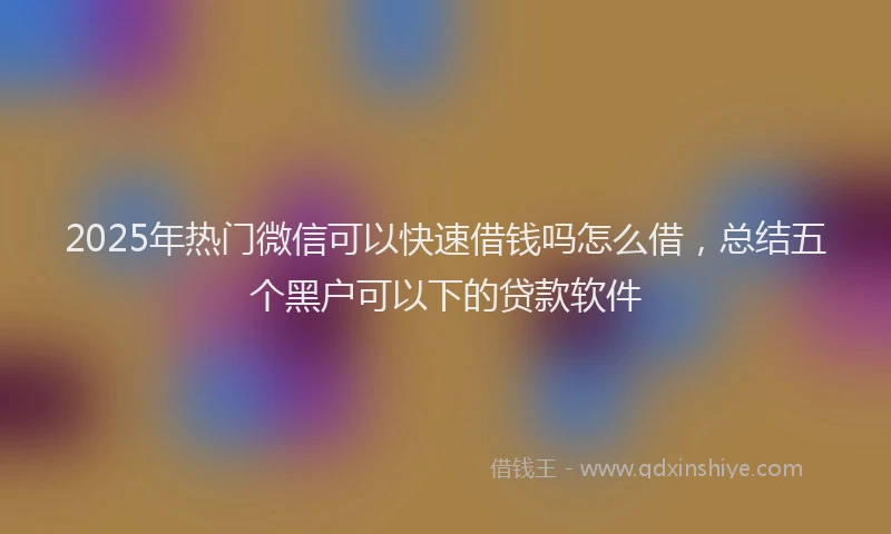 2025年热门微信可以快速借钱吗怎么借，总结五个黑户可以下的贷款软件