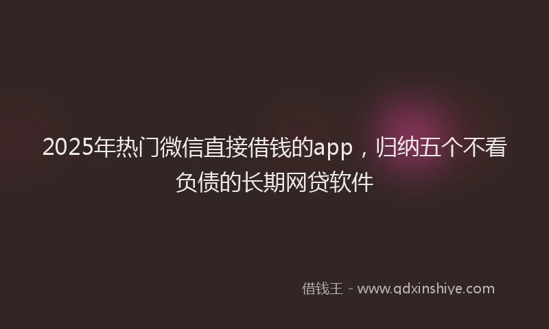 2025年热门微信直接借钱的app，归纳五个不看负债的长期网贷软件