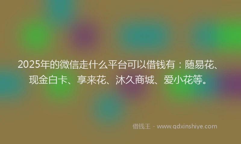 2025年的微信走什么平台可以借钱有：随易花、现金白卡、享来花、沐久商城、爱小花等。