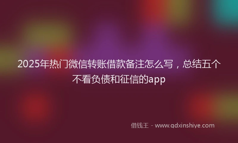 2025年热门微信转账借款备注怎么写，总结五个不看负债和征信的app