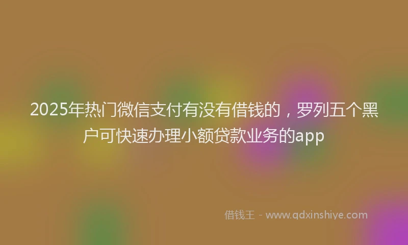 2025年热门微信支付有没有借钱的，罗列五个黑户可快速办理小额贷款业务的app