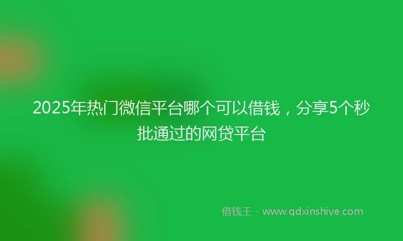 2025年热门微信平台哪个可以借钱，分享5个秒批通过的网贷平台