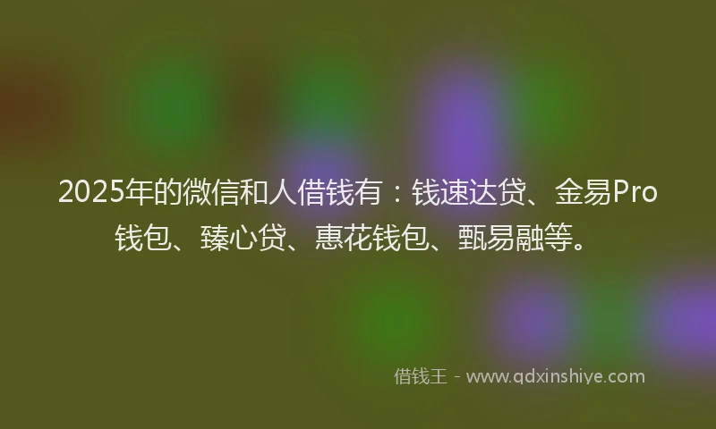2025年的微信和人借钱有：钱速达贷、金易Pro钱包、臻心贷、惠花钱包、甄易融等。