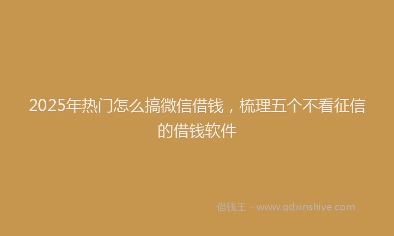 2025年热门怎么搞微信借钱，梳理五个不看征信的借钱软件