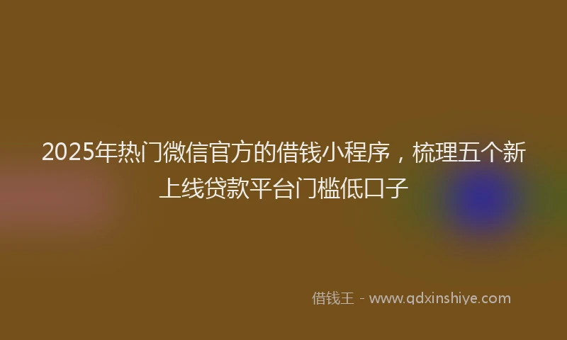2025年热门微信官方的借钱小程序，梳理五个新上线贷款平台门槛低口子