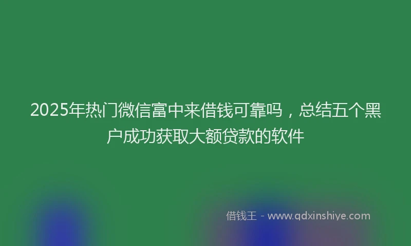 2025年热门微信富中来借钱可靠吗，总结五个黑户成功获取大额贷款的软件