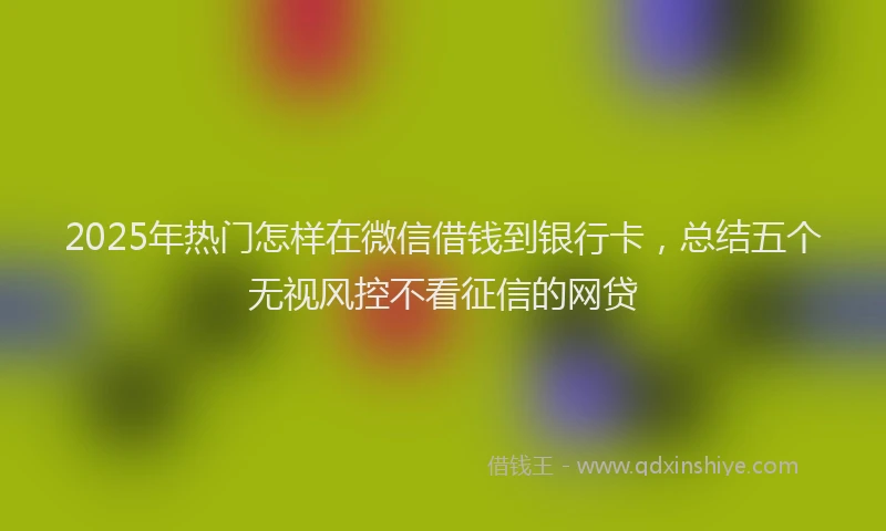 2025年热门怎样在微信借钱到银行卡，总结五个无视风控不看征信的网贷