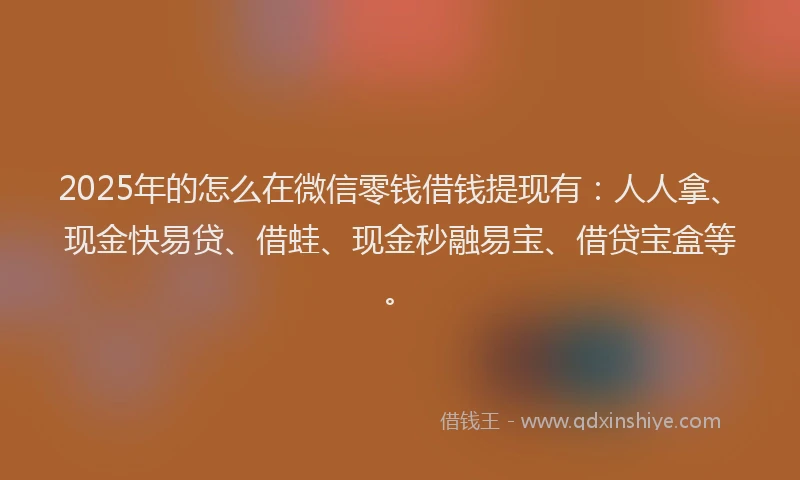 2025年的怎么在微信零钱借钱提现有：人人拿、现金快易贷、借蛙、现金秒融易宝、借贷宝盒等。