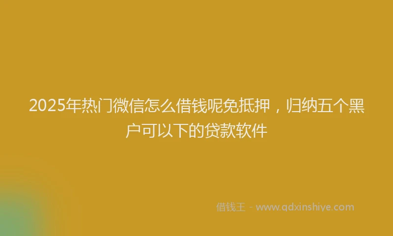 2025年热门微信怎么借钱呢免抵押，归纳五个黑户可以下的贷款软件