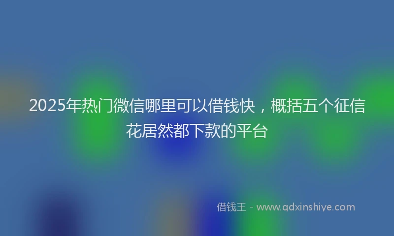 2025年热门微信哪里可以借钱快，概括五个征信花居然都下款的平台