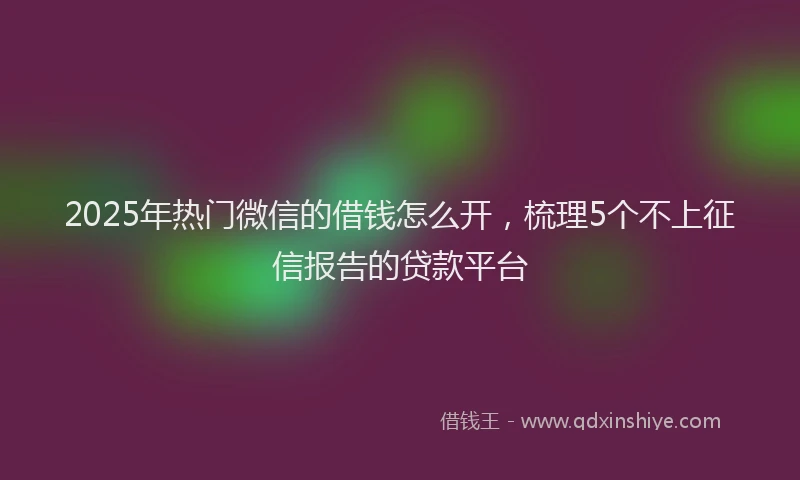 2025年热门微信的借钱怎么开,梳理5个不上征信报告的贷款平台