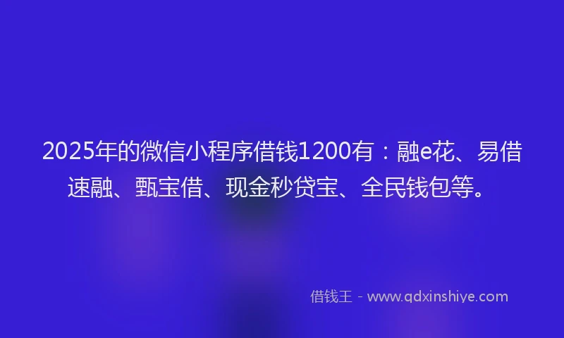 2025年的微信小程序借钱1200有：融e花、易借速融、甄宝借、现金秒贷宝、全民钱包等。
