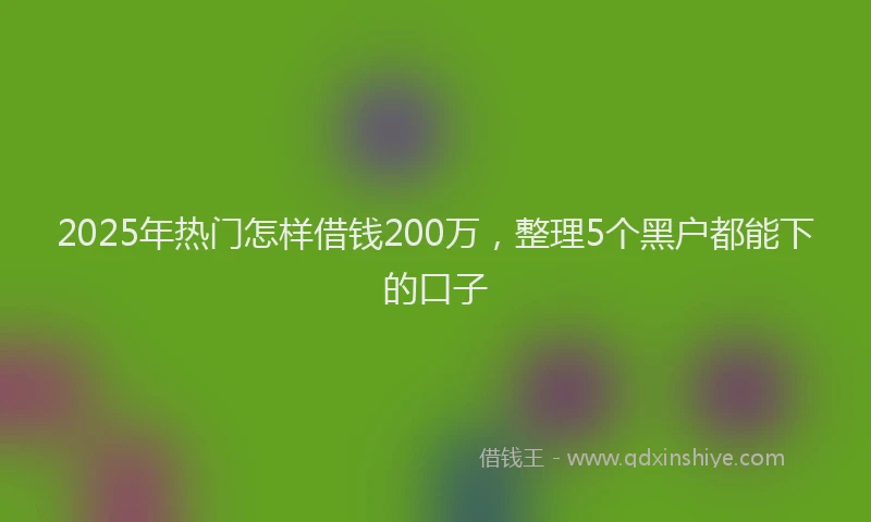 2025年热门怎样借钱200万，整理5个黑户都能下的口子