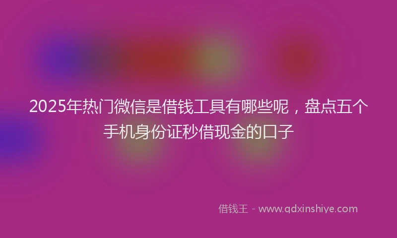 2025年热门微信是借钱工具有哪些呢，盘点五个手机身份证秒借现金的口子