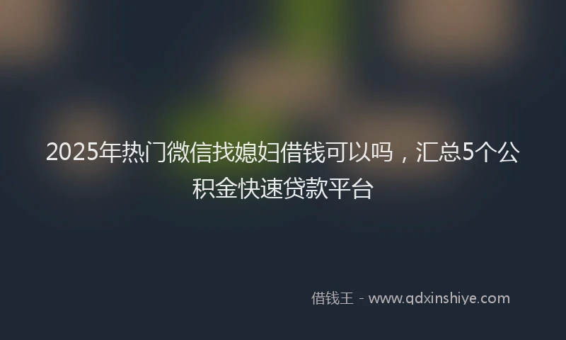 2025年热门微信找媳妇借钱可以吗，汇总5个公积金快速贷款平台