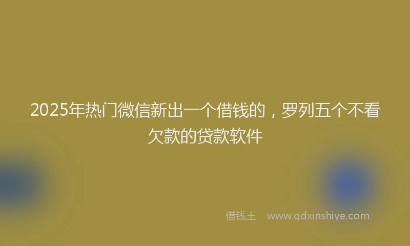 2025年热门微信新出一个借钱的，罗列五个不看欠款的贷款软件