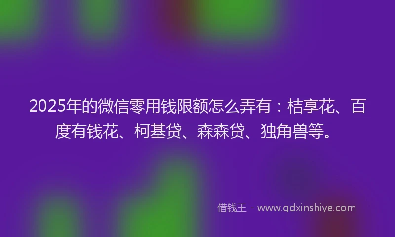 2025年的微信零用钱限额怎么弄有：桔享花、百度有钱花、柯基贷、森森贷、独角兽等。