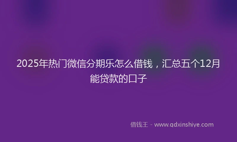 2025年热门微信分期乐怎么借钱，汇总五个12月能贷款的口子
