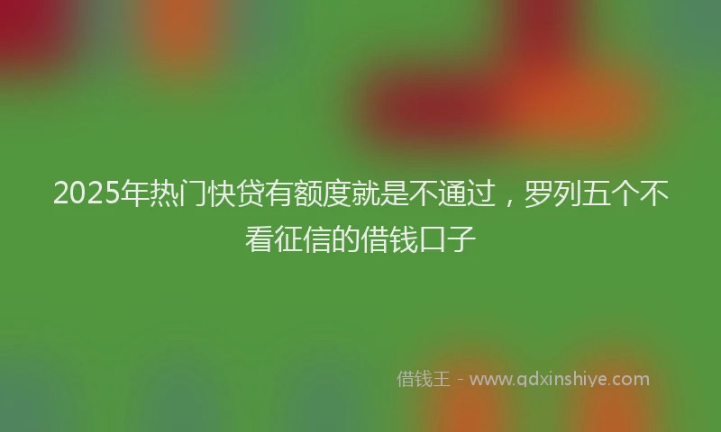 2025年热门快贷有额度就是不通过，罗列五个不看征信的借钱口子