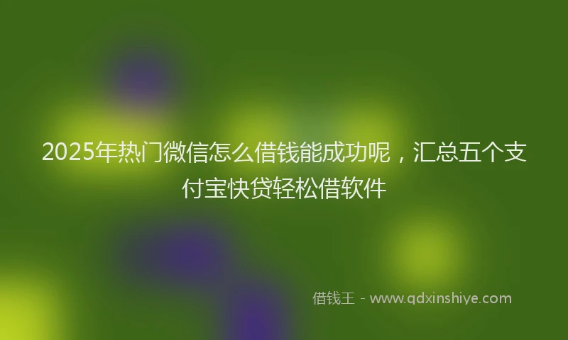 2025年热门微信怎么借钱能成功呢，汇总五个支付宝快贷轻松借软件