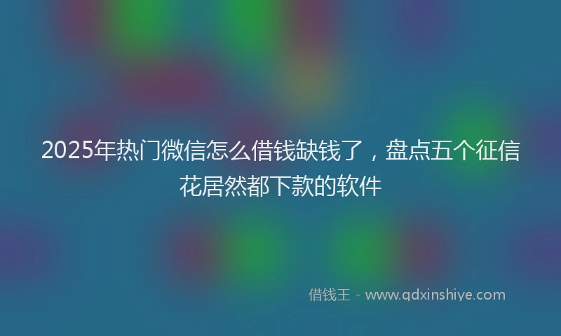 2025年热门微信怎么借钱缺钱了，盘点五个征信花居然都下款的软件