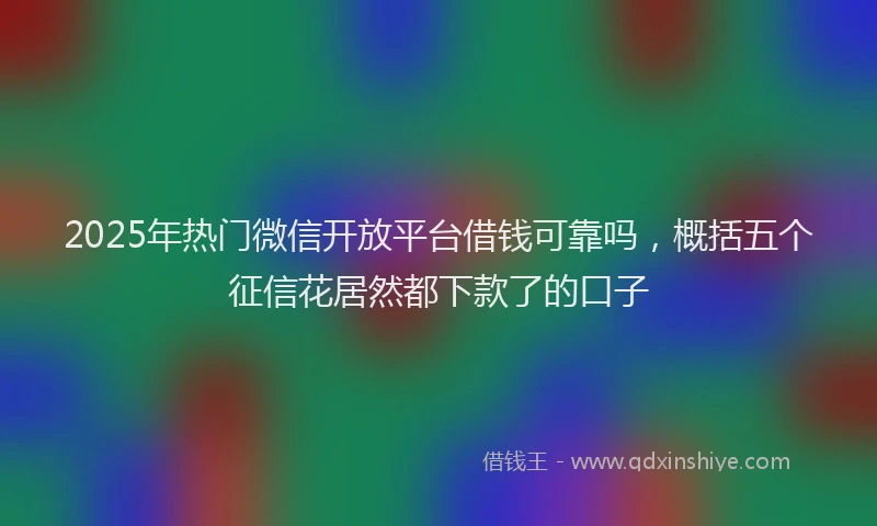 2025年热门微信开放平台借钱可靠吗，概括五个征信花居然都下款了的口子