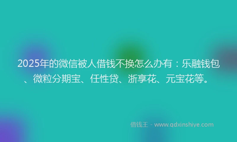 2025年的微信被人借钱不换怎么办有：乐融钱包、微粒分期宝、任性贷、浙享花、元宝花等。