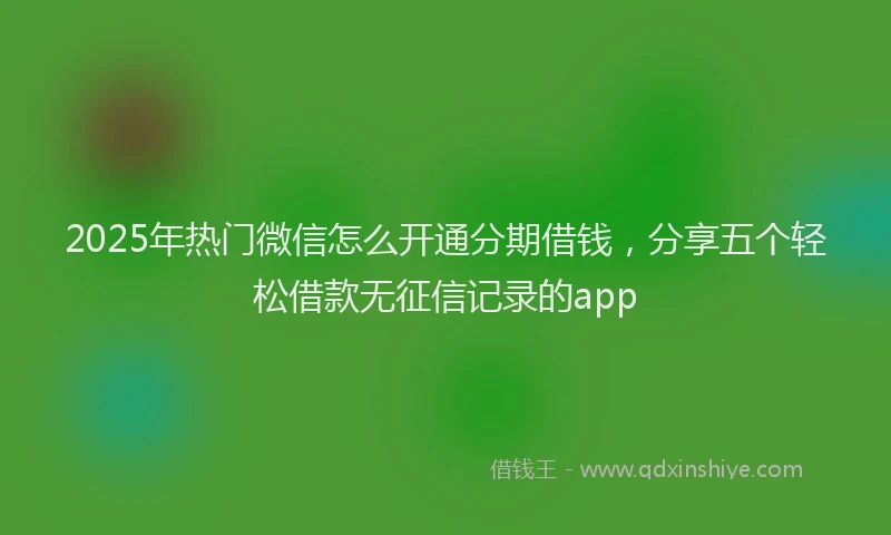 2025年热门微信怎么开通分期借钱，分享五个轻松借款无征信记录的app