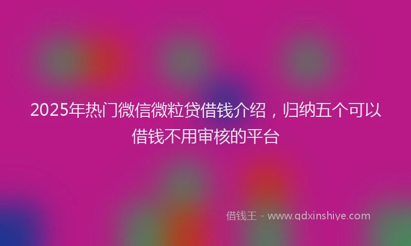 2025年热门微信微粒贷借钱介绍，归纳五个可以借钱不用审核的平台