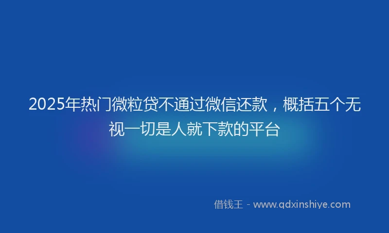 2025年热门微粒贷不通过微信还款，概括五个无视一切是人就下款的平台