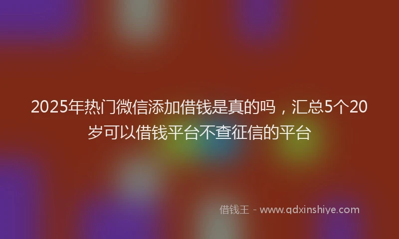 2025年热门微信添加借钱是真的吗，汇总5个20岁可以借钱平台不查征信的平台