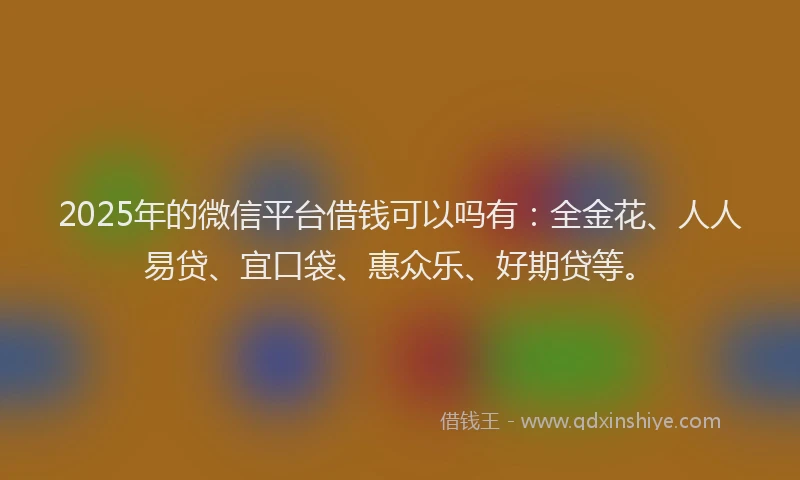 2025年的微信平台借钱可以吗有：全金花、人人易贷、宜口袋、惠众乐、好期贷等。