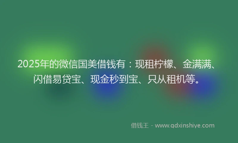 2025年的微信国美借钱有：现租柠檬、金满满、闪借易贷宝、现金秒到宝、只从租机等。