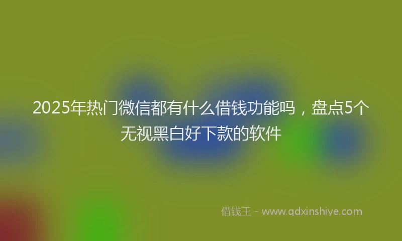2025年热门微信都有什么借钱功能吗，盘点5个无视黑白好下款的软件