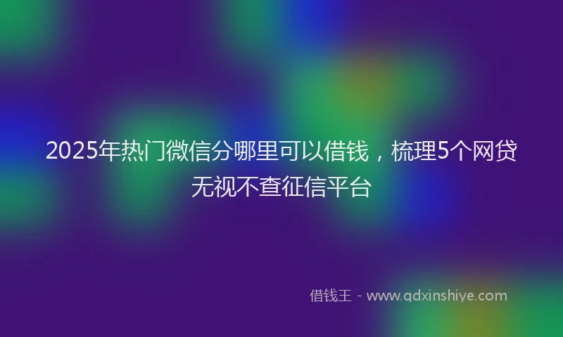 2025年热门微信分哪里可以借钱，梳理5个网贷无视不查征信平台