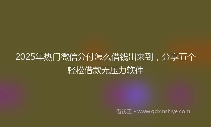 2025年热门微信分付怎么借钱出来到，分享五个轻松借款无压力软件