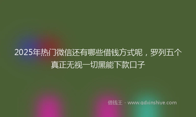 2025年热门微信还有哪些借钱方式呢，罗列五个真正无视一切黑能下款口子