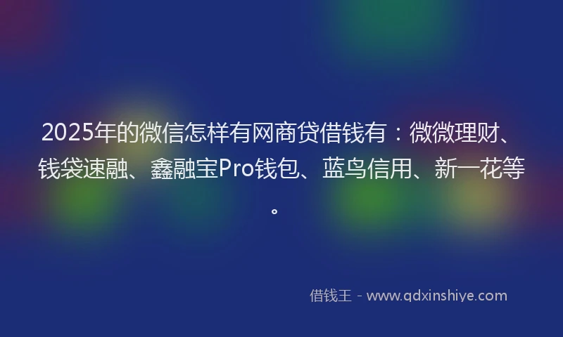 2025年的微信怎样有网商贷借钱有：微微理财、钱袋速融、鑫融宝Pro钱包、蓝鸟信用、新一花等。