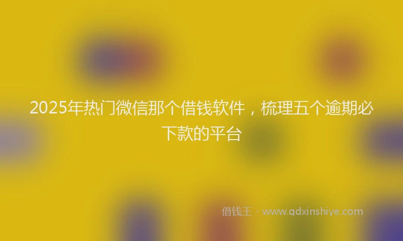 2025年热门微信那个借钱软件，梳理五个逾期必下款的平台